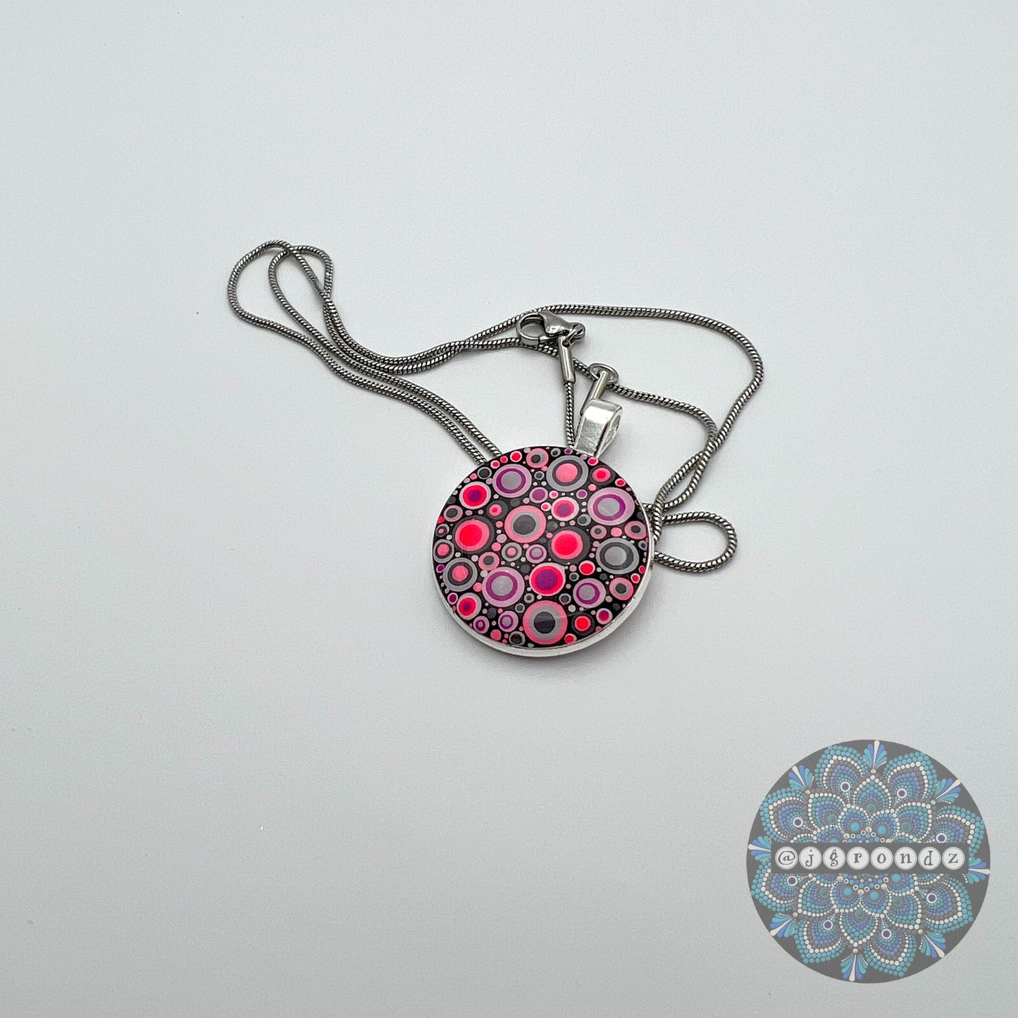 Colorful Dot Art Necklace Pendant & Chain