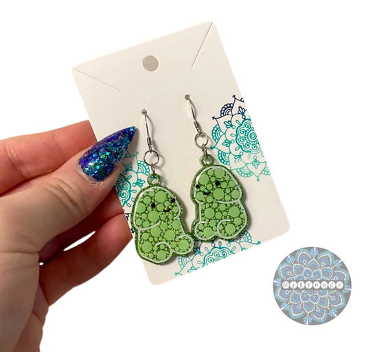 Green Peens - Tiny Penis dot art earrings