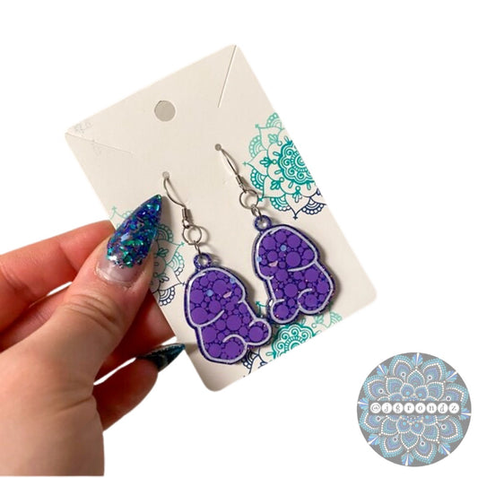Purple Peens - Tiny Penis dot art earrings