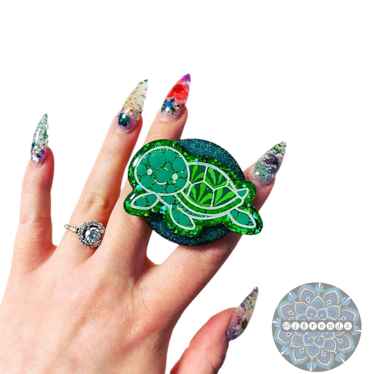 Turtle Dot Art Phone Holder