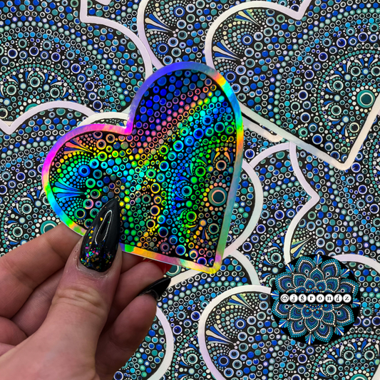 Heart Holographic Mandala Sticker