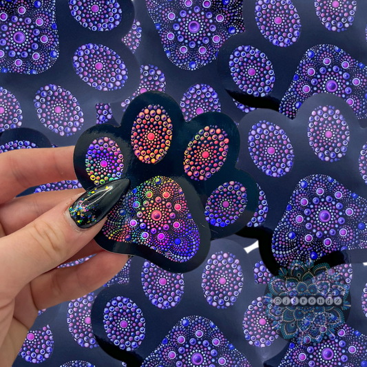 Paw Print Holographic Mandala Sticker