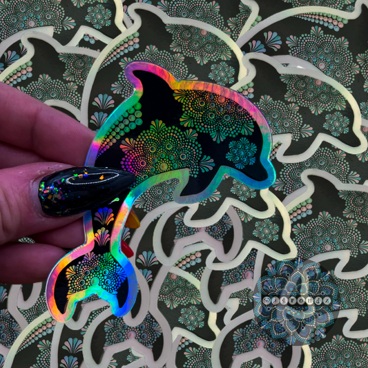 Holographic Dolphin Mandala Sticker