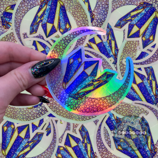 Crystal Moon Holographic Dot Art Sticker