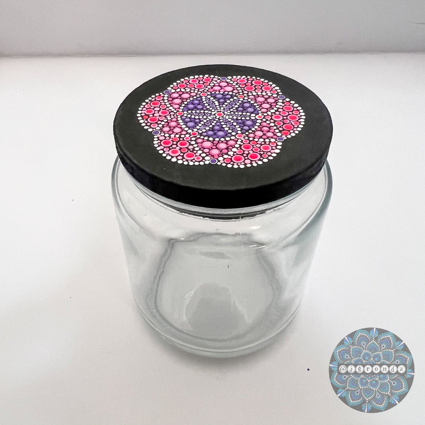 9.5 oz Mandala Dot Art Stash Jar