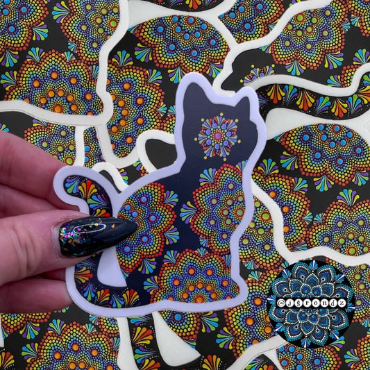 Rainbow Kitty Mandala Vinyl Sticker