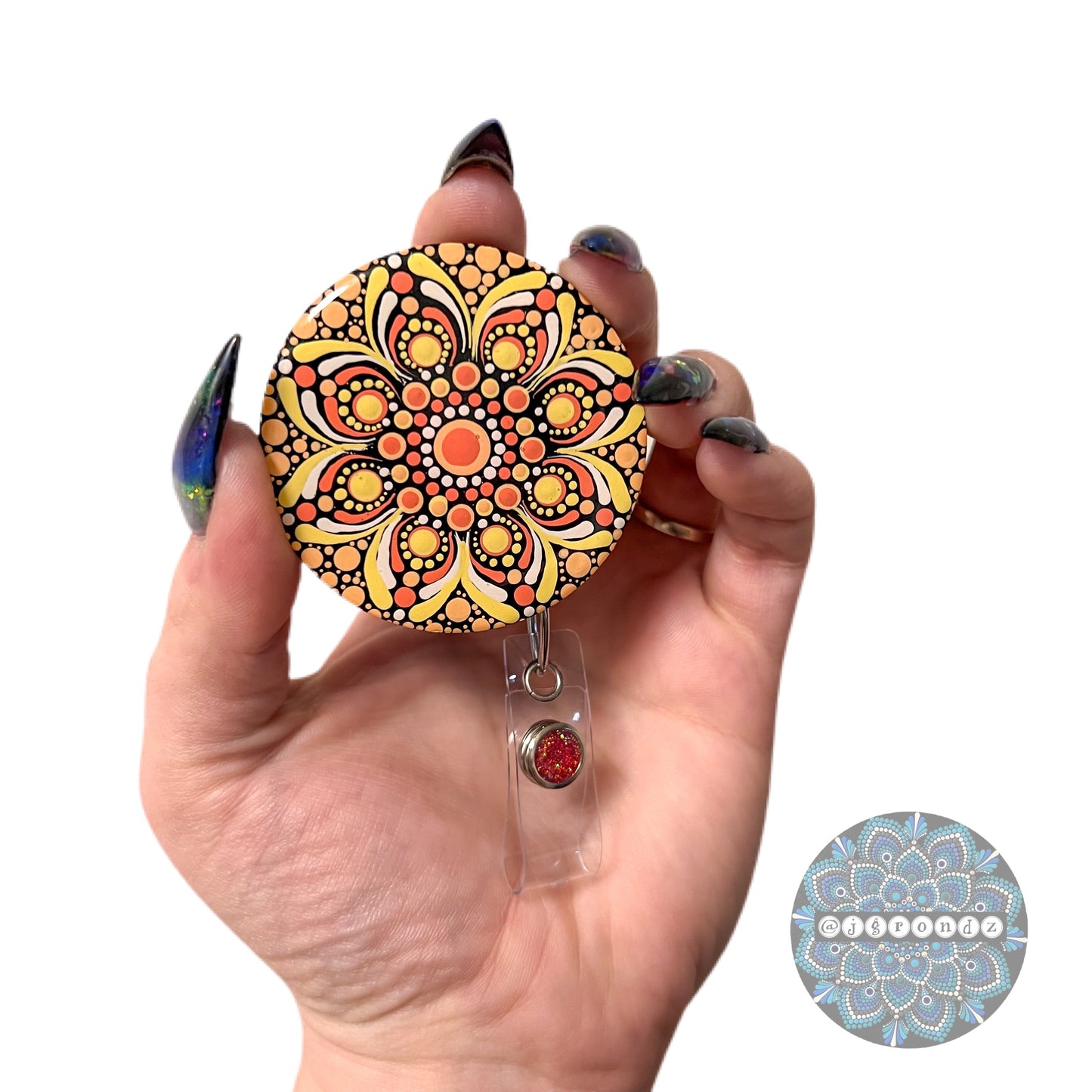 Mandala Dot Art Badge Reel