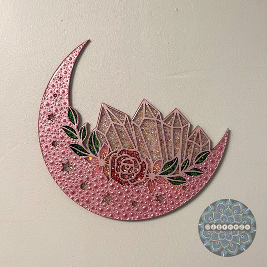 Floral Crystal Moon Resin & Dot Art