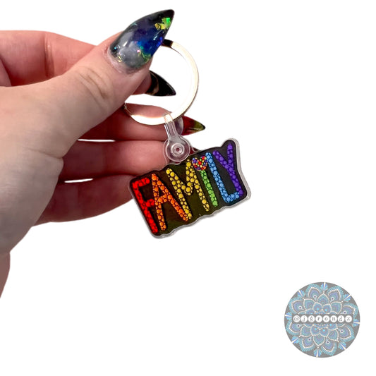 Rainbow FAMILY Dot Art Acrylic Keychain
