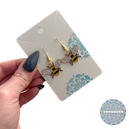 Enamel Bee Earrings with 18k gold plated Fish Hook Ear Wire