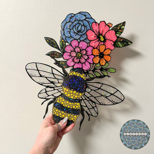Floral Bumble Bee Resin & Dot Art