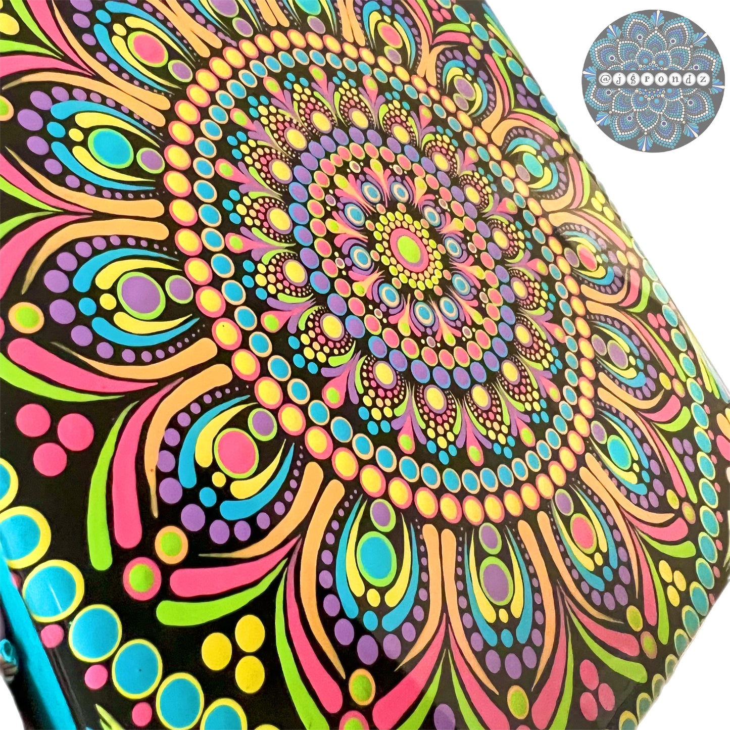 Neon Rainbow Mandala Dot Art Resin Wall Decor