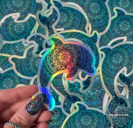 Dolphin Holographic Dot Art Sticker