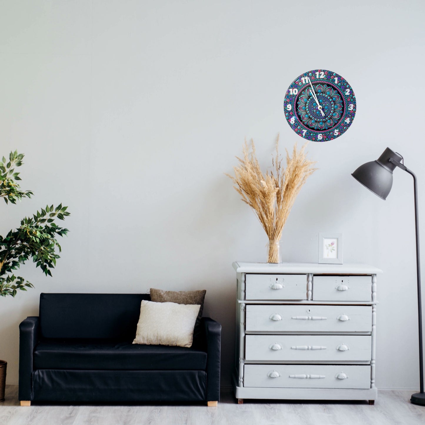 Hand Painted Mandala Clock