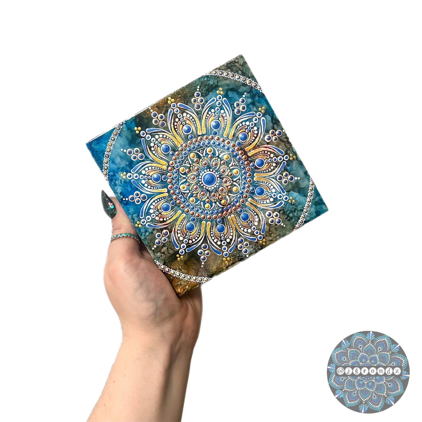 Mandala with Alcohol Ink Background