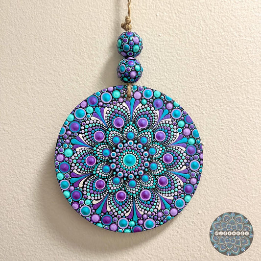 Mandala Dot Art Round Wooden Hanging Painting