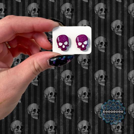 Crystal Skull Halloween Gothic Glitter Stud Earrings