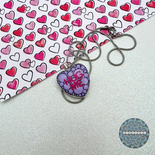 Conversation Heart Dot Art Necklace Pendant & Chain
