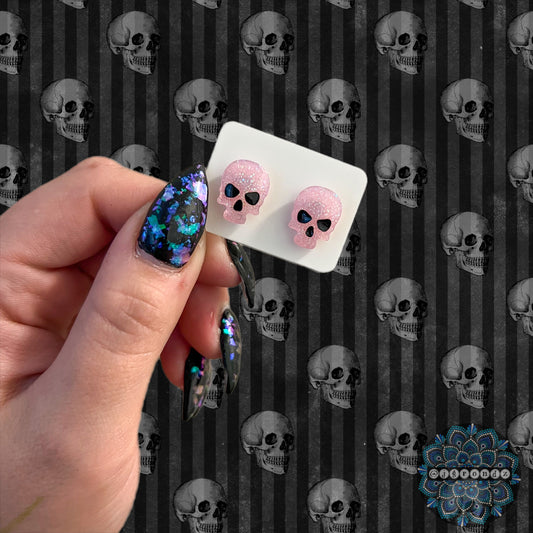 Crystal Skull Halloween Gothic Glitter Stud Earrings