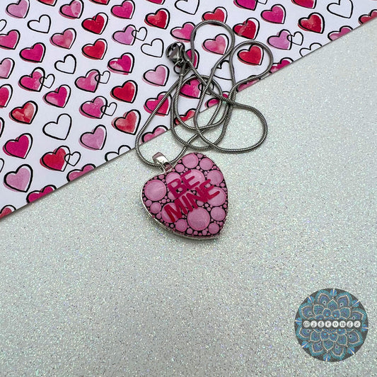 Conversation Heart Dot Art Necklace Pendant & Chain
