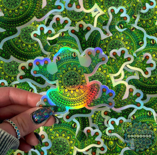 Frog Holographic Dot Art Sticker