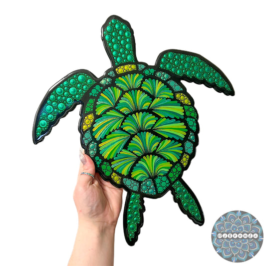 Sea Turtle Resin & Dot Art