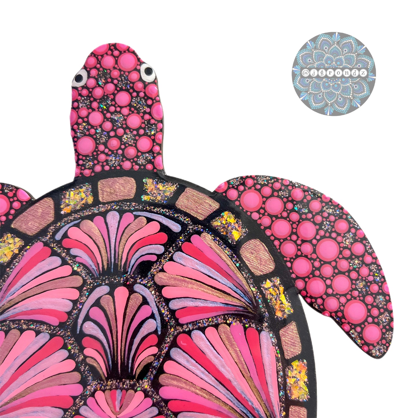 Pink Opal Sea Turtle Resin & Dot Art