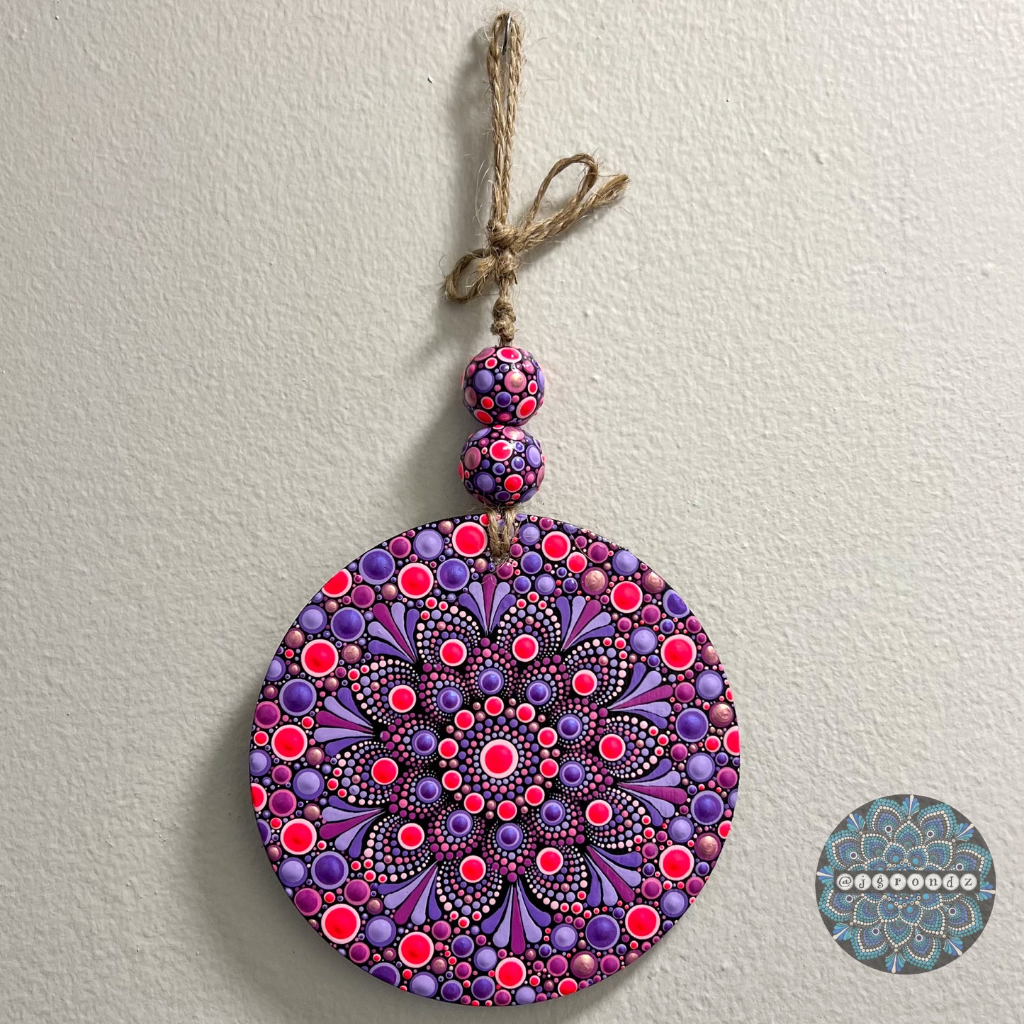 Mandala Dot Art Round Wooden Hanging Painting